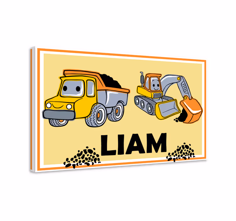 Leinwandbild personalisiert Name mit lastwagen - TenStickers