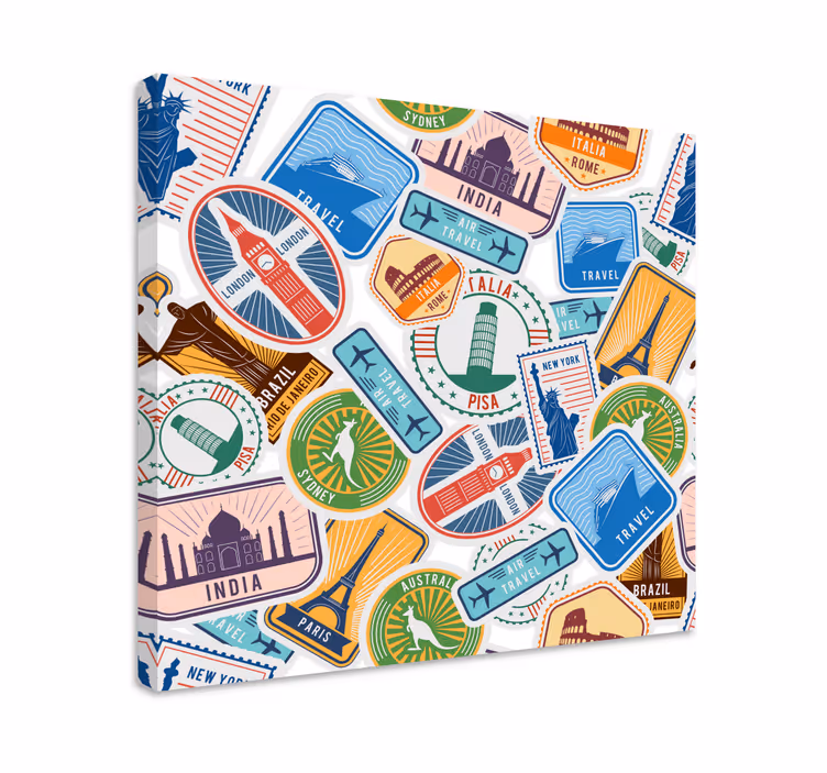 Leinwandbild collage globaler sehenswürdigkeiten - TenStickers