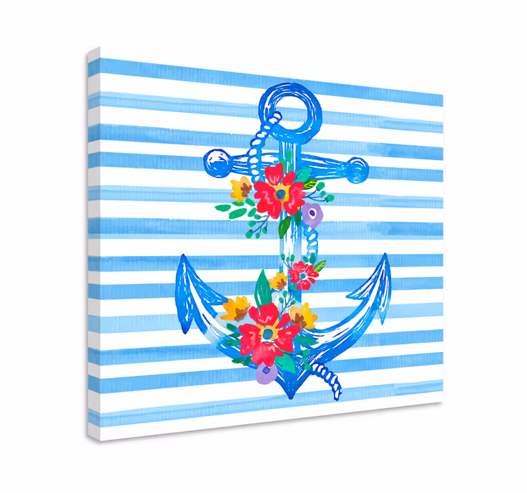 Leinwandbild Meer blumenankerillustration - TenStickers