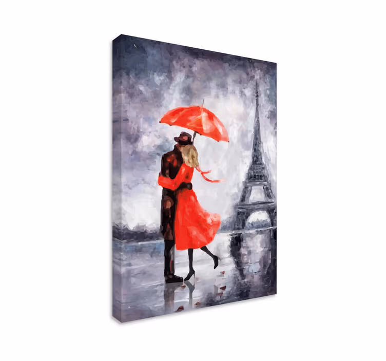 Leinwandbild elegant romantische umarmung in paris - TenStickers
