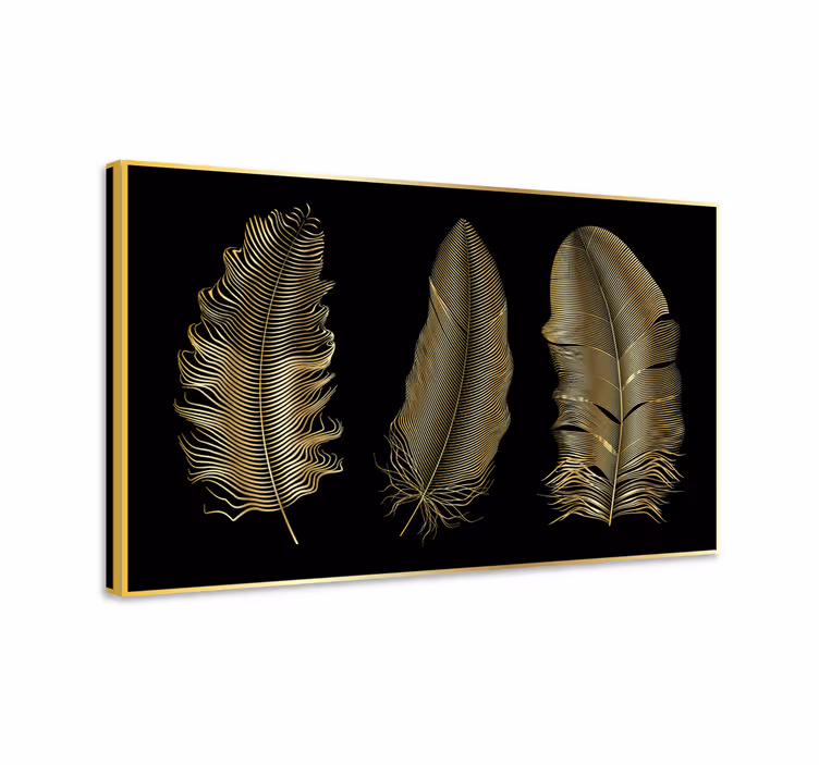 Wandbild federn mit goldblatt-designs - TenStickers