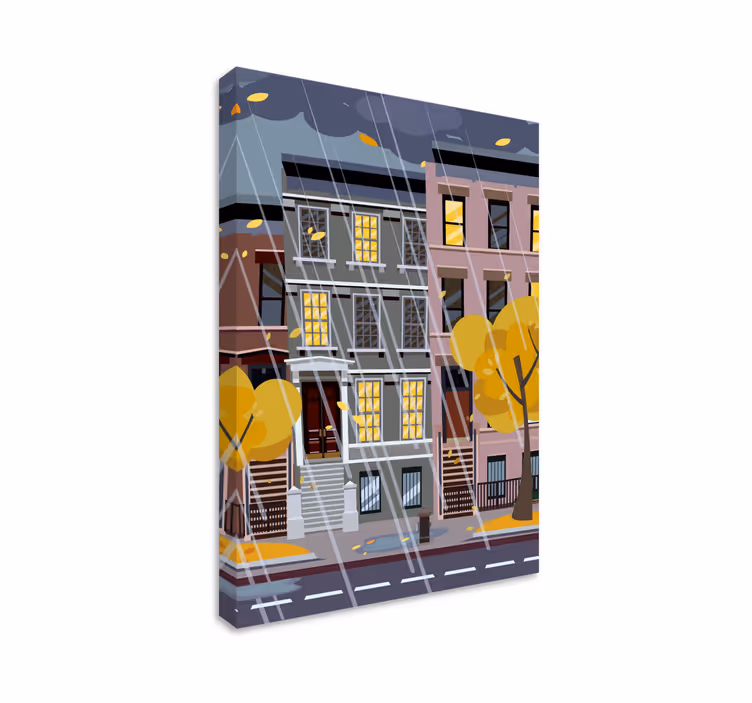 Leinwandbild stadtlandschaft im regen - TenStickers