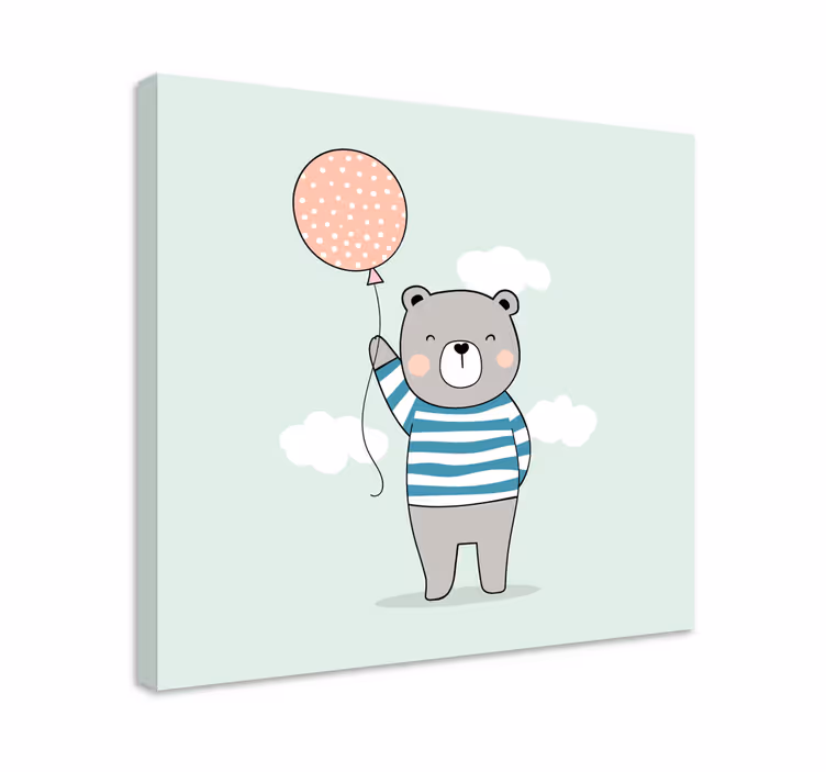3d leinwandbild süßer bär mit ballon - TenStickers