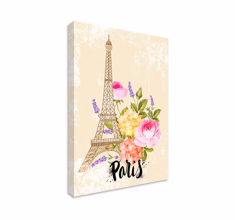 Leinwandbild eiffelturm mit blumen - TenStickers
