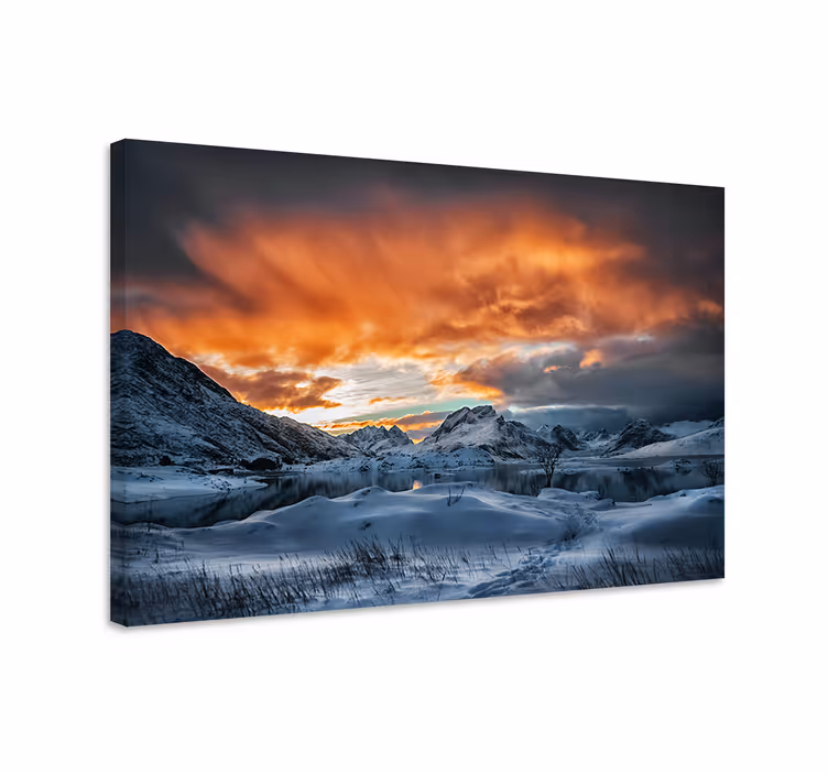 Wandbilder landschaft schneebedeckte bergsonne - TenStickers