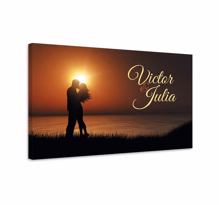 Leinwandbild liebendes paar silhouette - TenStickers