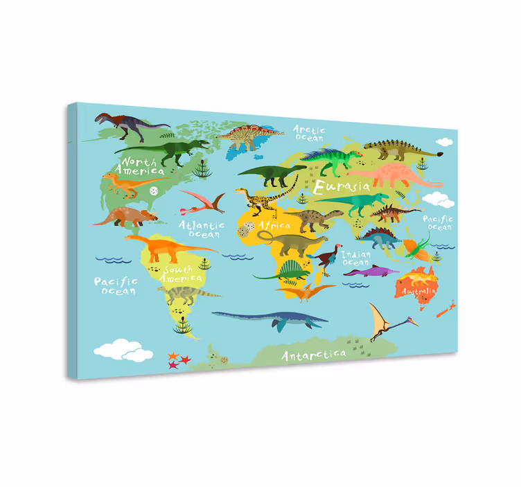 Dinosaurier wandbild mit dinosaurier globusdiagramm - TenStickers