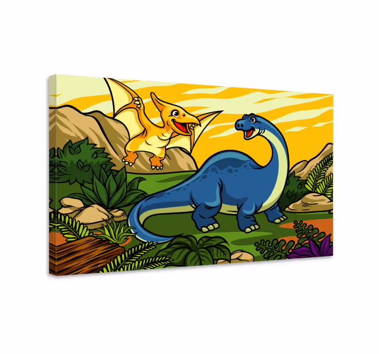 Dinosaurier wandbild fröhliche dinosaurier beim spielen - TenStickers