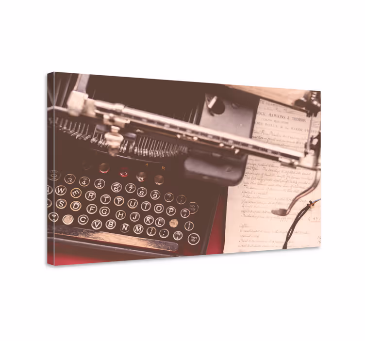 Leinwandbild obst mit vintage schreibmaschinen-tasten - TenStickers