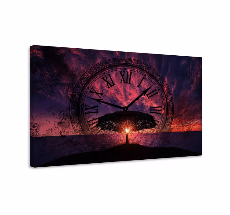 Leinwandbild abstrakt zeitloser baum sonnenuntergang - TenStickers