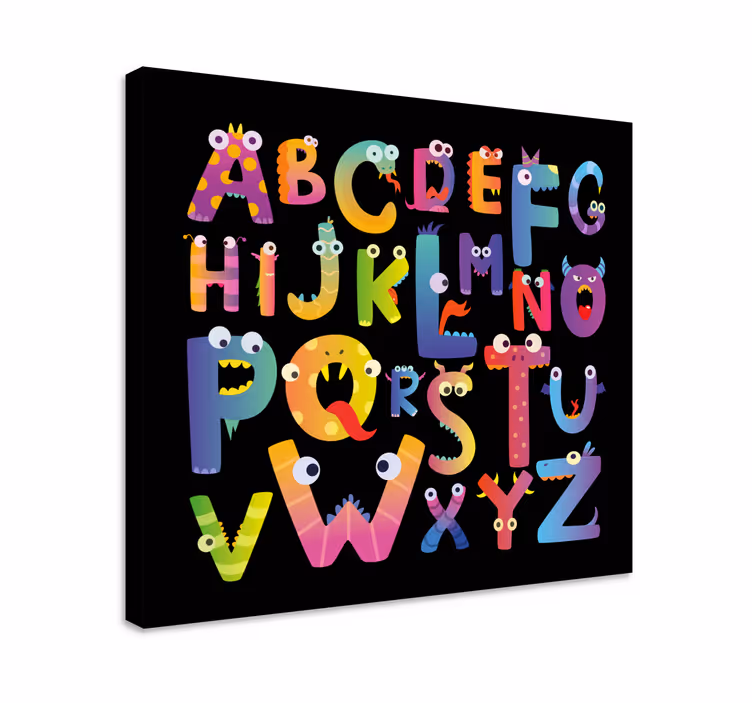 Leinwandbild mit monströsen alphabetfiguren - TenStickers