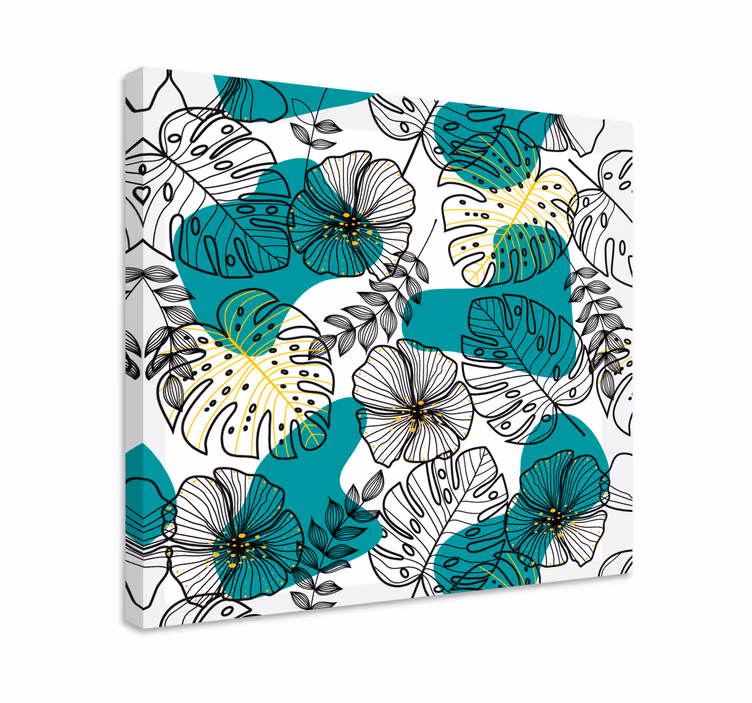 Leinwandbild mit floralem blattmuster - TenStickers