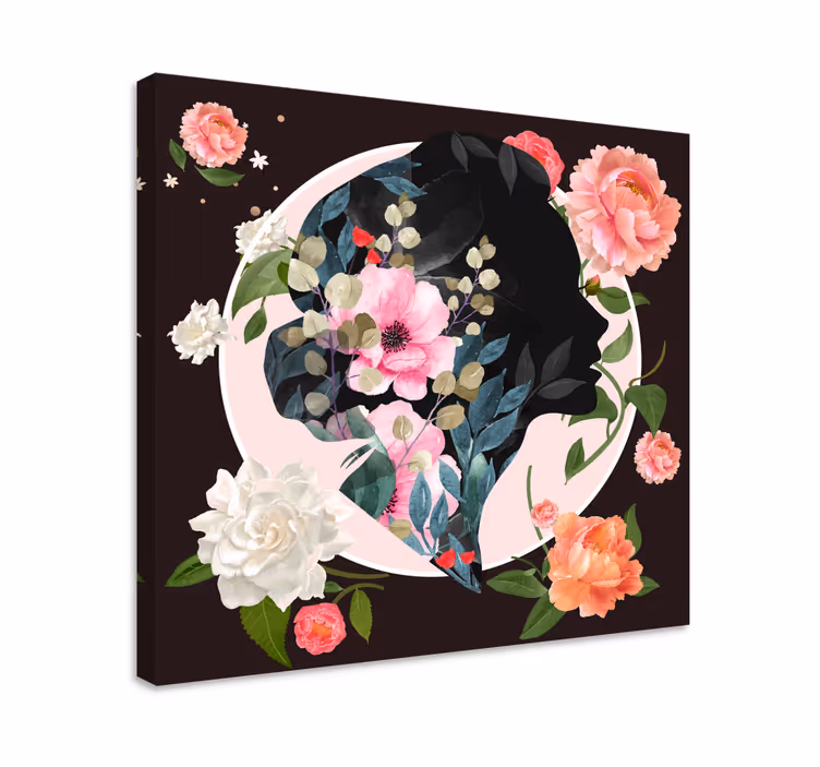 Leinwandbild silhouette florales profil - TenStickers