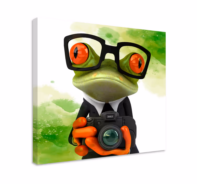 Wandbild tier frosch mit kamera - TenStickers