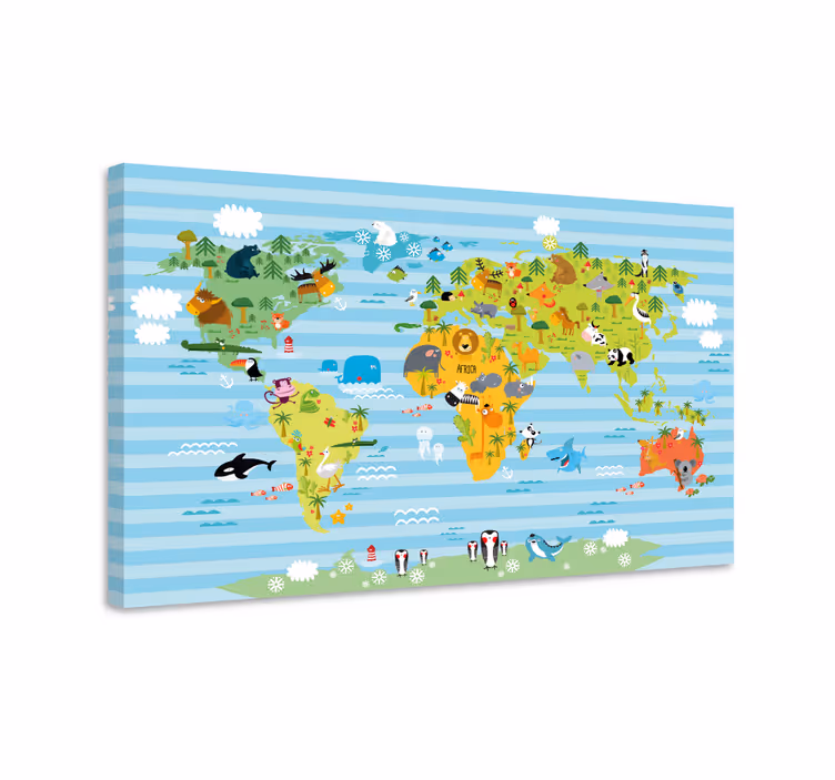 weltkarte leinwand Tiere - TenStickers