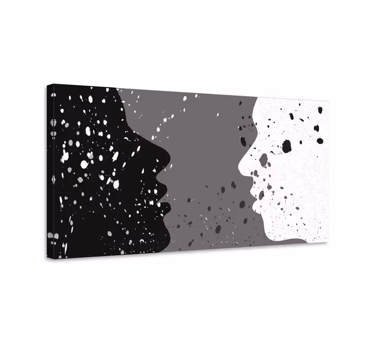 Leinwandbild Person Weißes und dunkles halbes gesicht - TenStickers