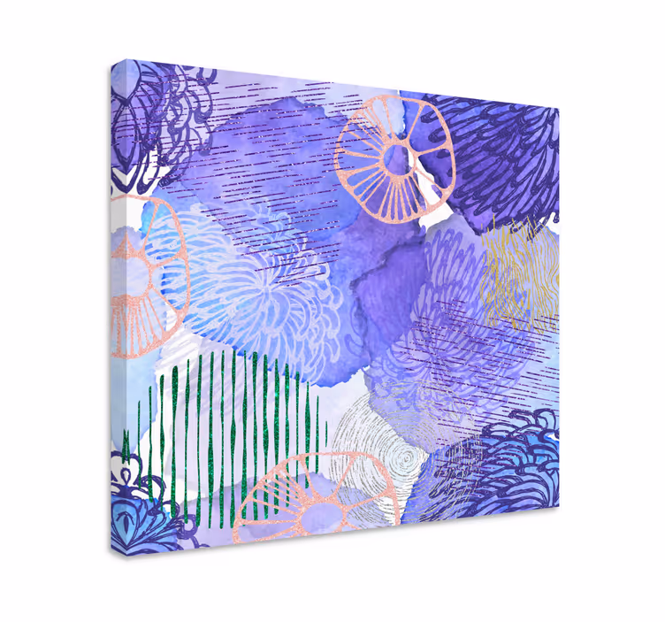Leinwandbild mit lila blumenmustern - TenStickers