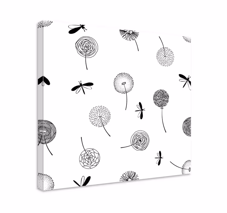 Leinwandbild libellen und florale elemente - TenStickers