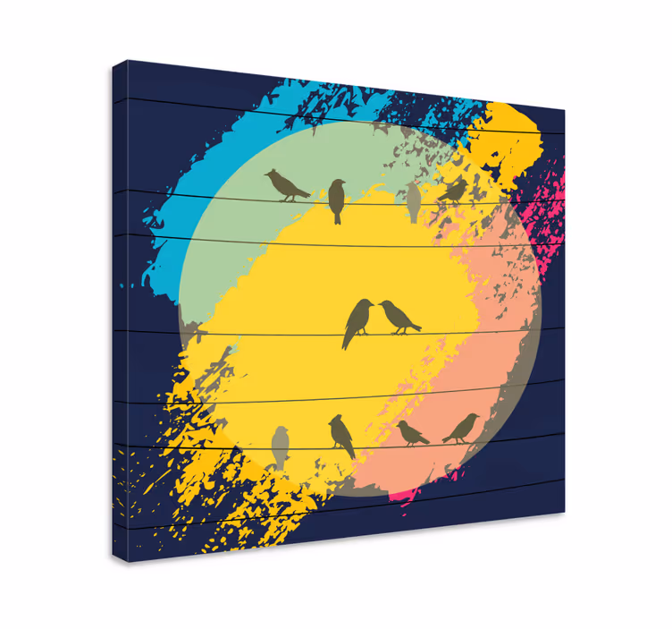 Leinwandbild Vogel retro kreis silhouetten - TenStickers