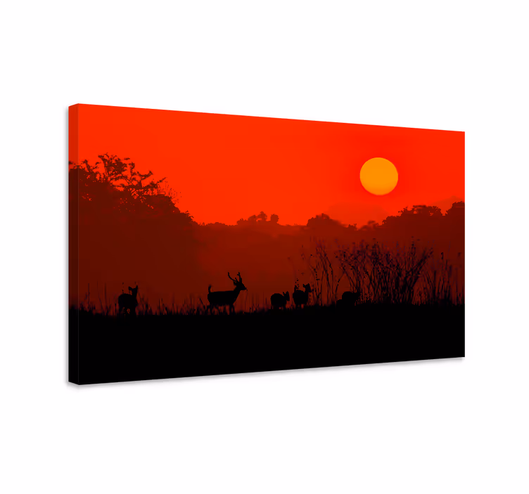 Hirsch bild leinwand silhouette im sonnenuntergang - TenStickers