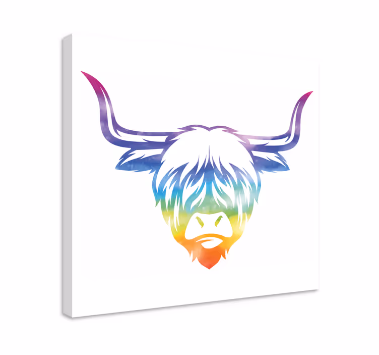Wandbild tier bunte highland cow - TenStickers