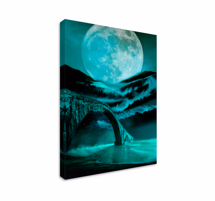 Wandbilder landschaft mondbrücke bei nacht - TenStickers