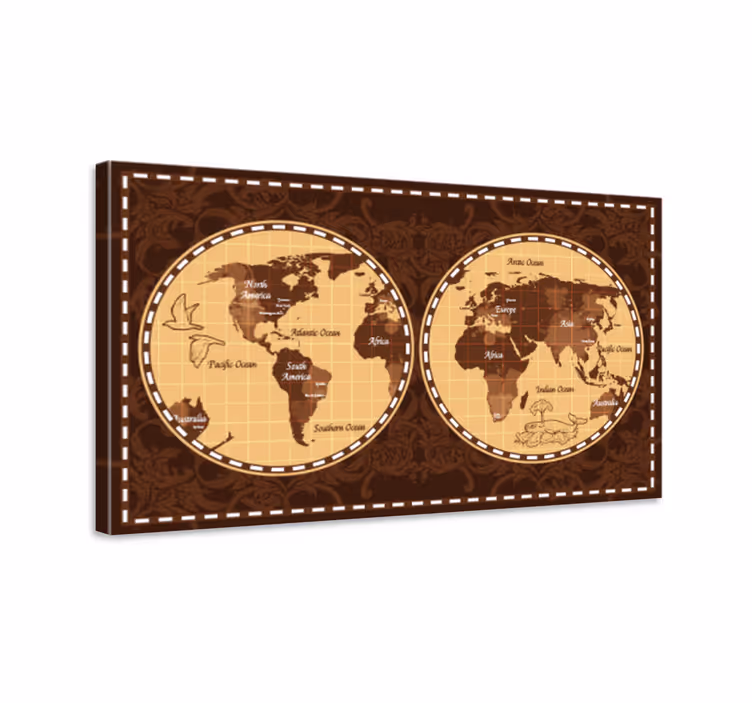 Weltkarte leinwand im retro global atlas stil - TenStickers