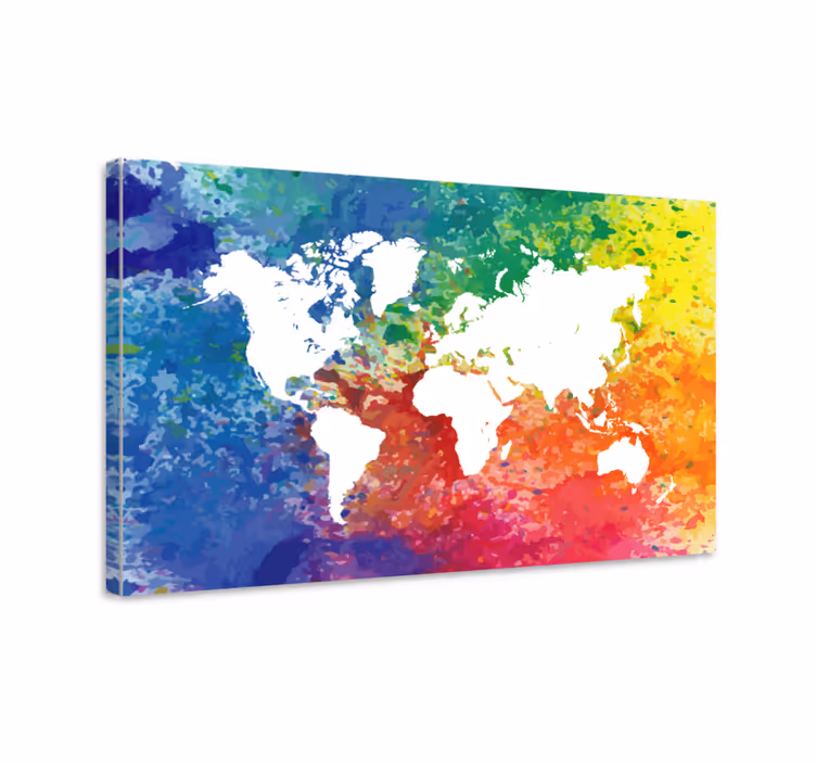 Weltkarte leinwand bunte abstrakte karte - TenStickers