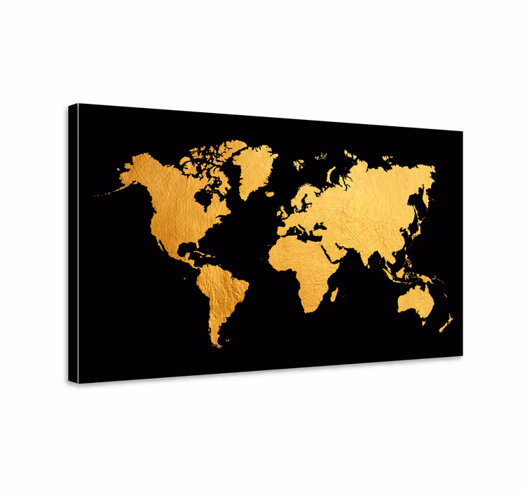 weltkarte leinwand Schwarz und gold - TenStickers