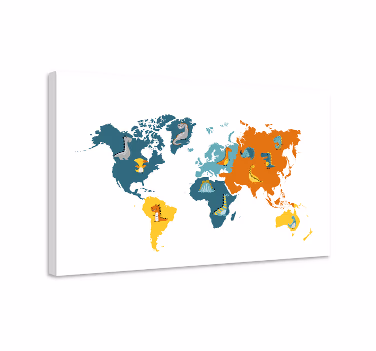 Weltkarte leinwand interaktive tierkarte - TenStickers
