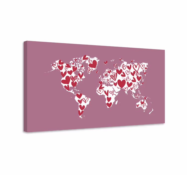 Weltkarte leinwand herzweltkarte - TenStickers