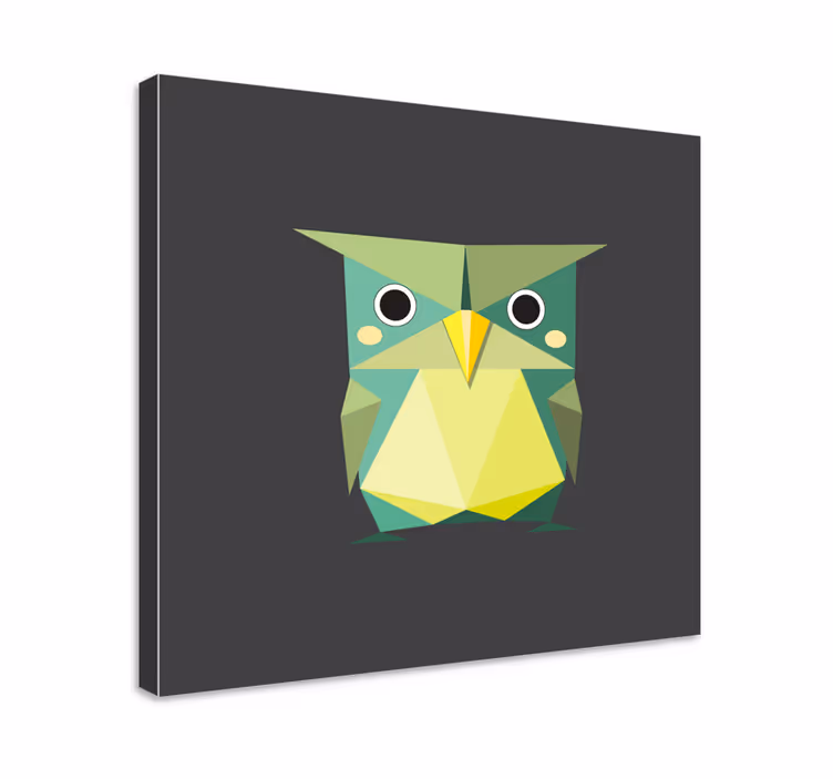 Wandbild Tier geometrische grüne eule - TenStickers