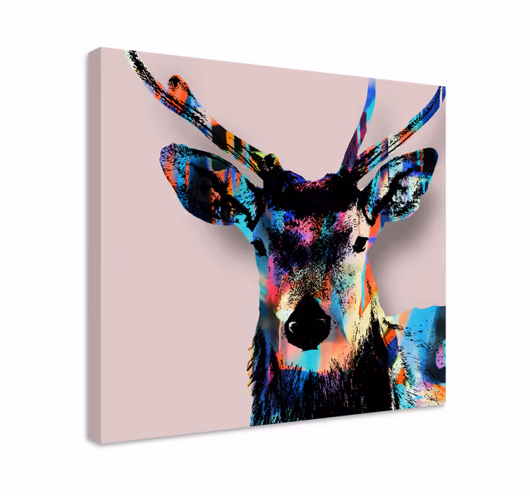 Hirsch bild leinwand buntes hirschgeweih - TenStickers