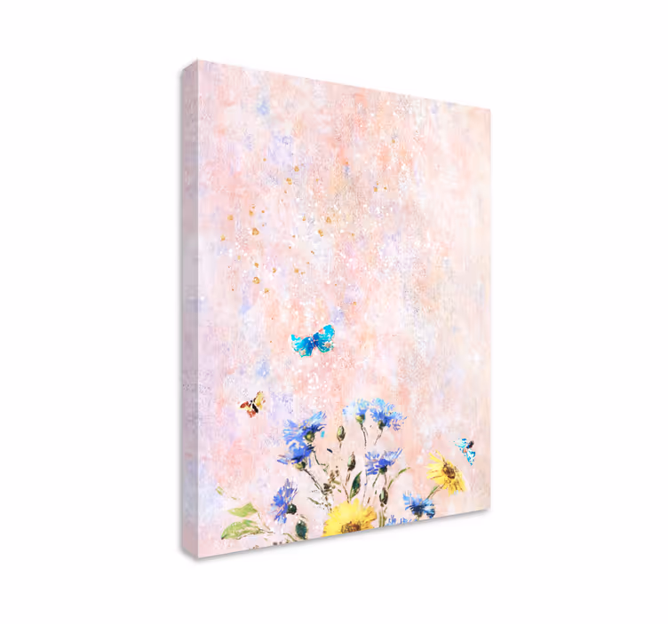Leinwandbild zarte blumenlandschaft - TenStickers