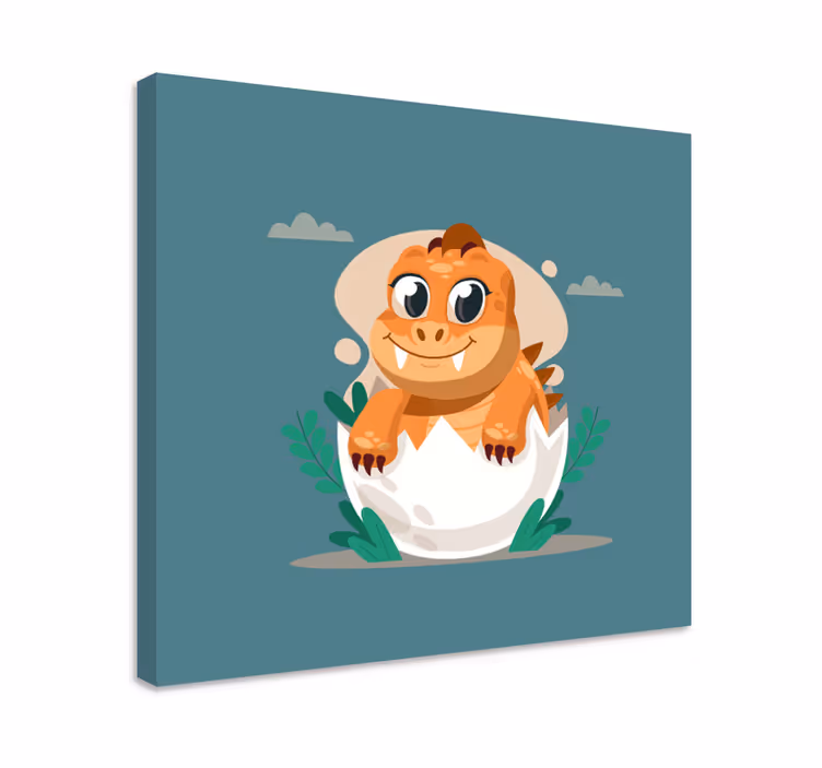 Dinosaurier wandbild mit süßem schlüpfendem baby - TenStickers