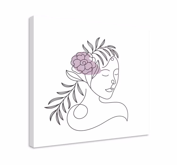 Leinwandbild mit linienzeichnung gesicht - TenStickers