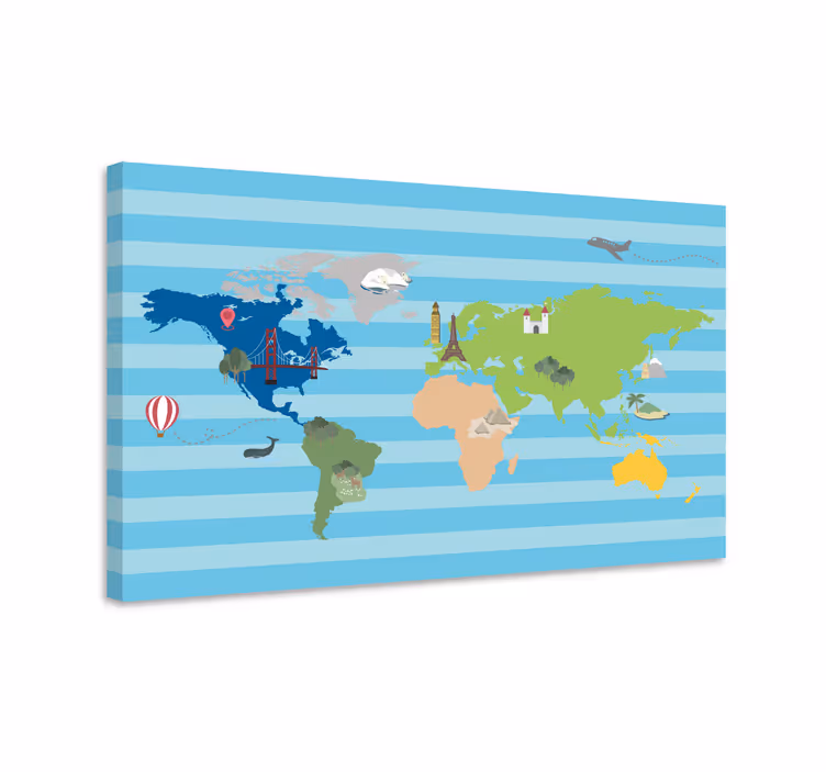 Weltkarte leinwand kreative weltkarte - TenStickers