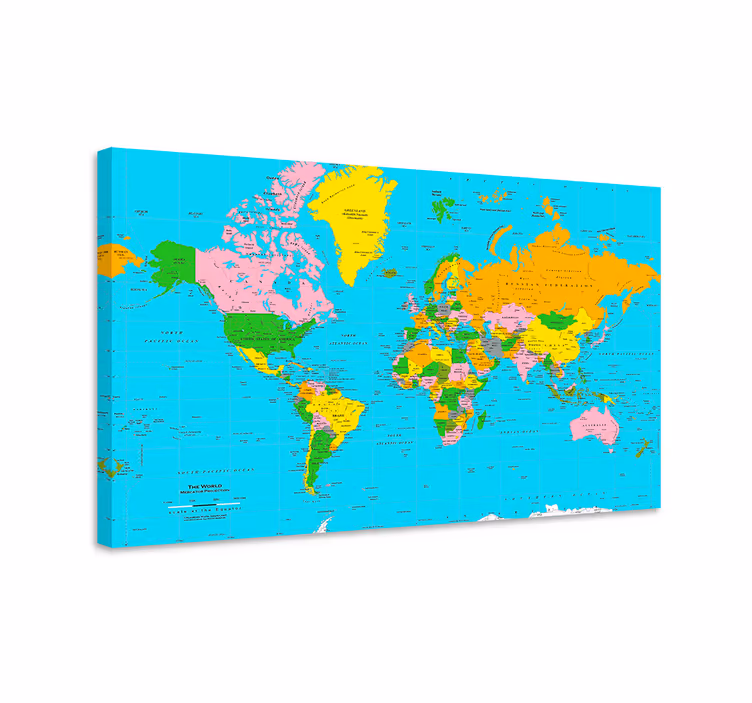 Weltkarte Leinwand Farbiger atlas - TenStickers