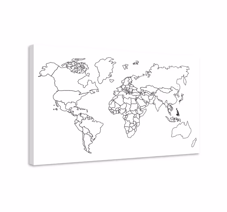 Weltkarte leinwand umriss weltkarte - TenStickers