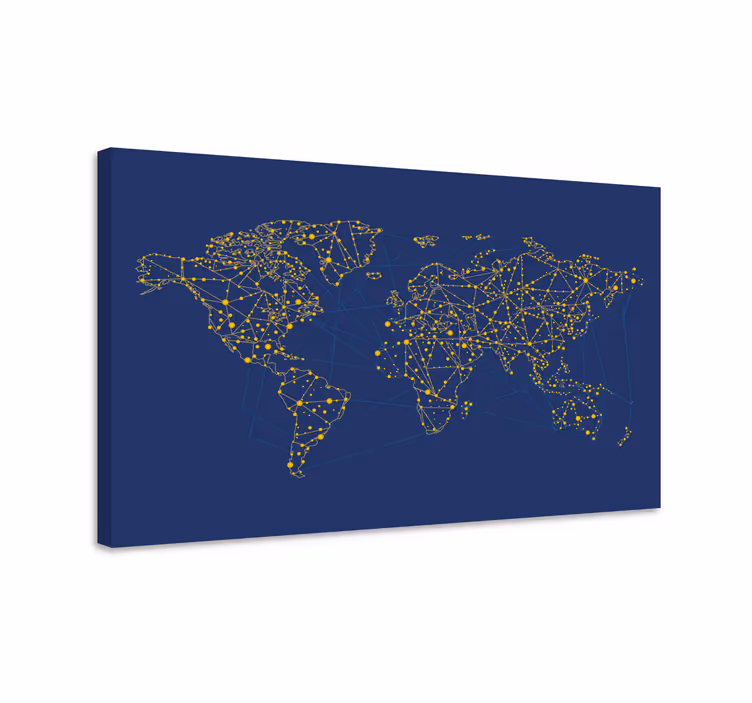 Weltkarte leinwand netzwerkkarte - TenStickers