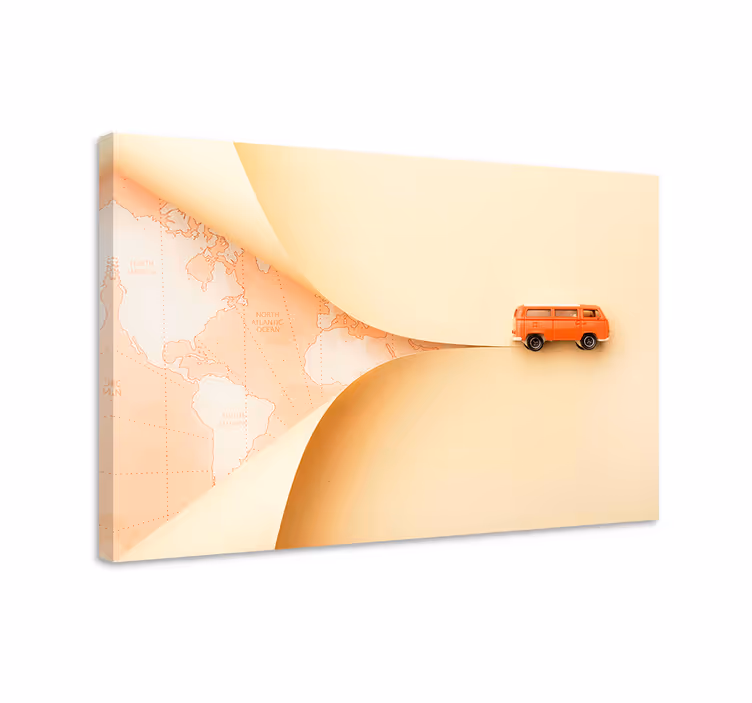 Leinwandbild reisender oranger van - TenStickers
