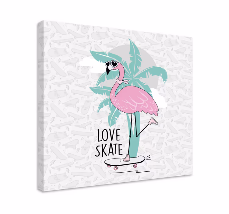 Wandbild tier flamingo beim skateboardfahren - TenStickers