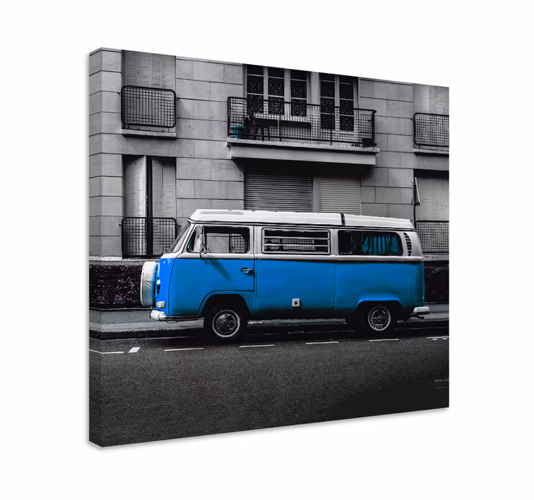 Leinwandbild klassischer blauer van - TenStickers
