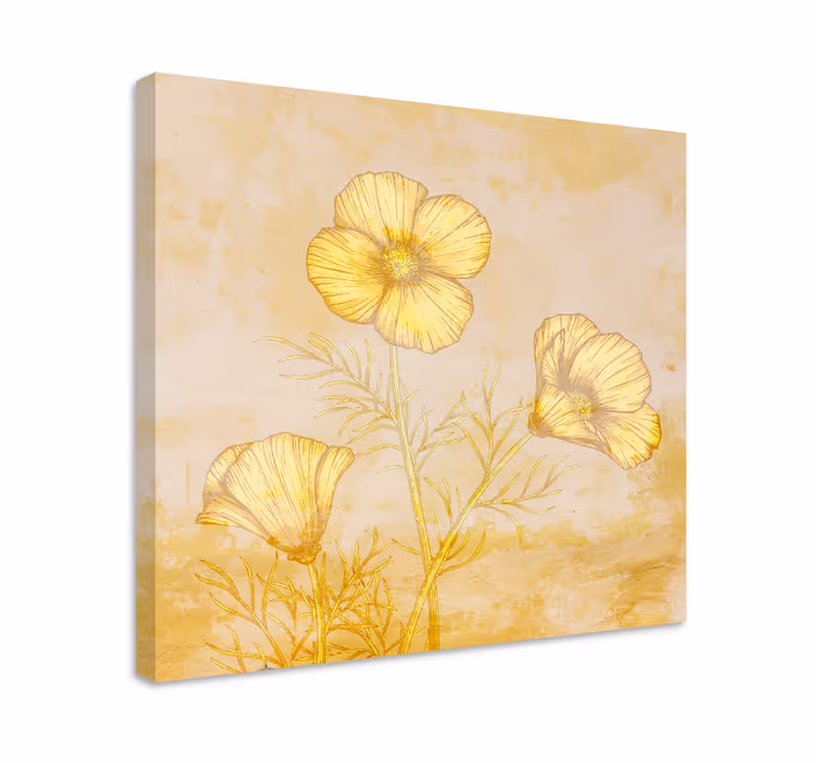 Leinwandbild goldene blütenkomposition - TenStickers