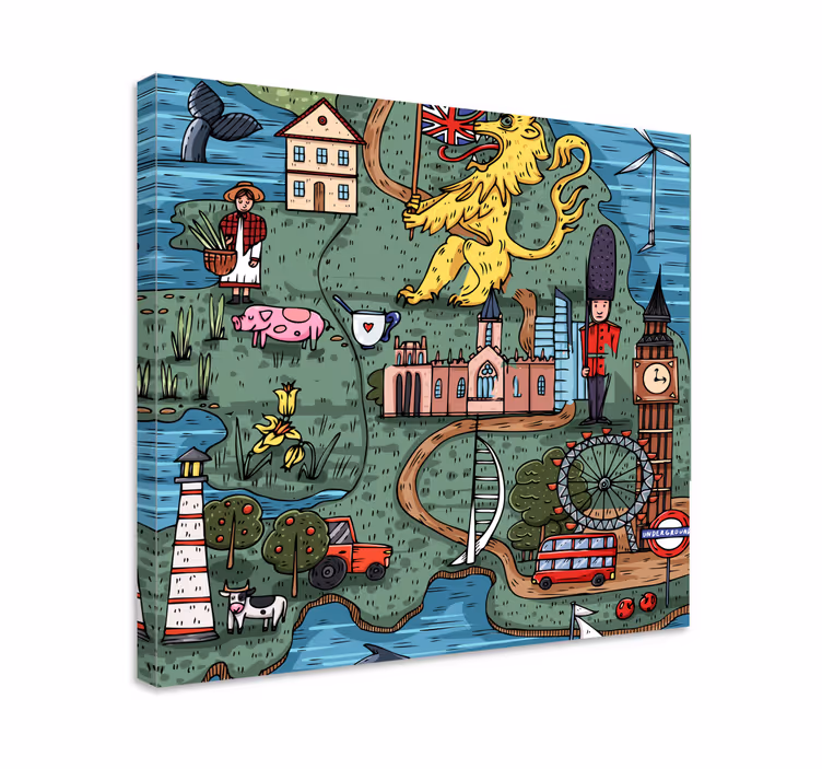 Leinwandbild england karte - TenStickers