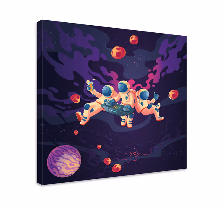 Wandbild gaming astronauten spielen gemeinsam - TenStickers