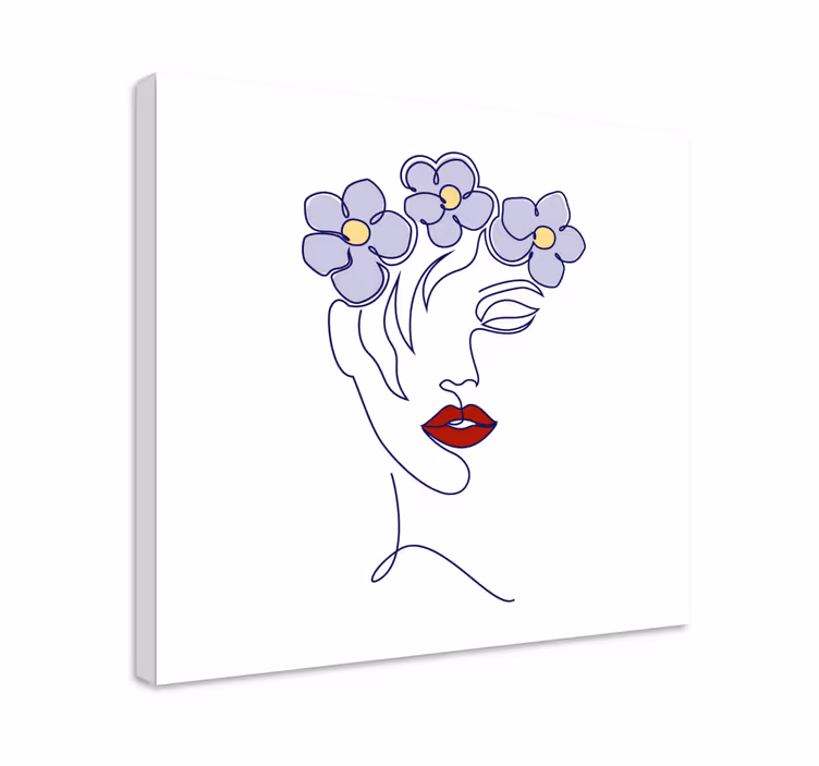 Kunst auf leinwand elegante frau mit blumen - TenStickers