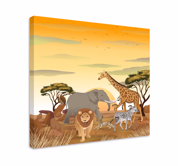 Wandbild elefant savannenwildlife szene - TenStickers