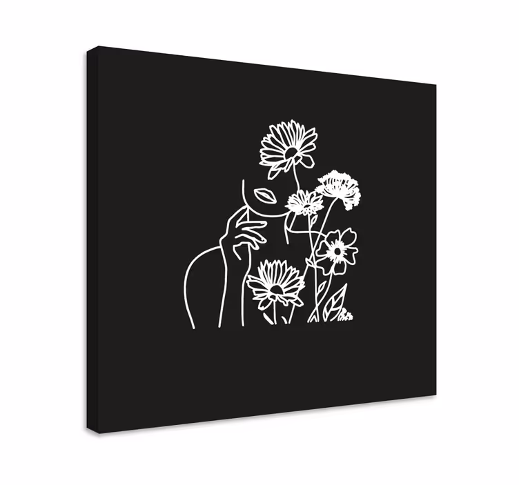 Leinwandbild minimalistische blumenlinienzeichnung - TenStickers