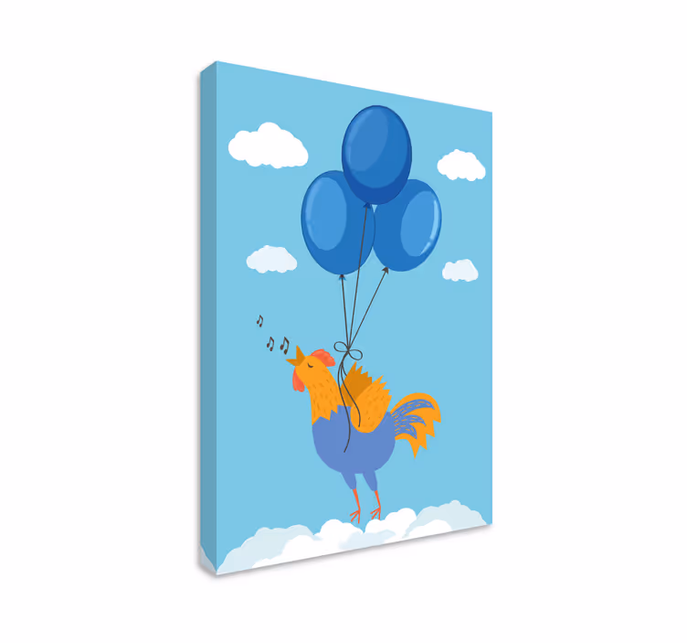 Wandbild tier singende hähne mit ballons - TenStickers